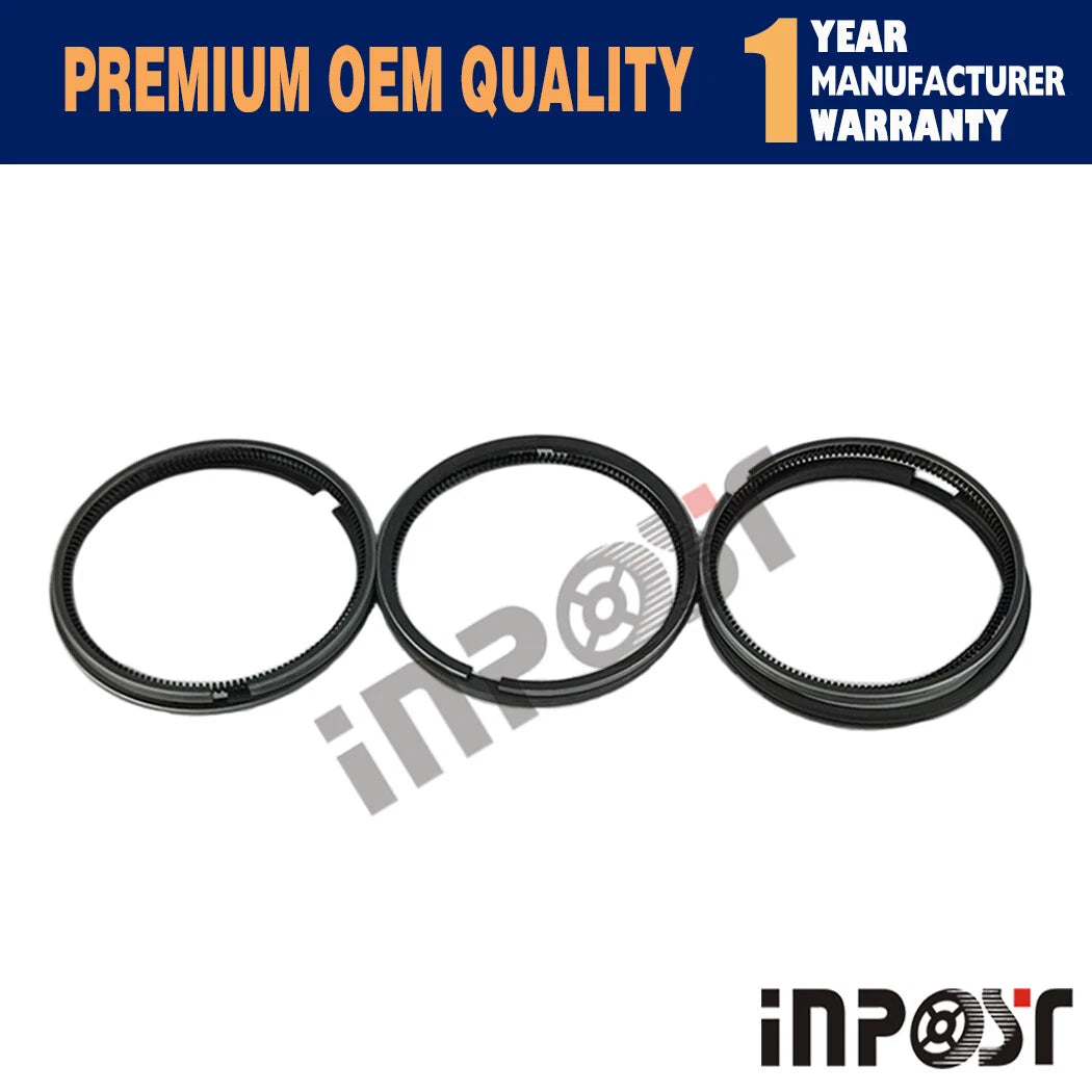 Set of 3 D782 Piston Rings for Kubota Engine (STD)