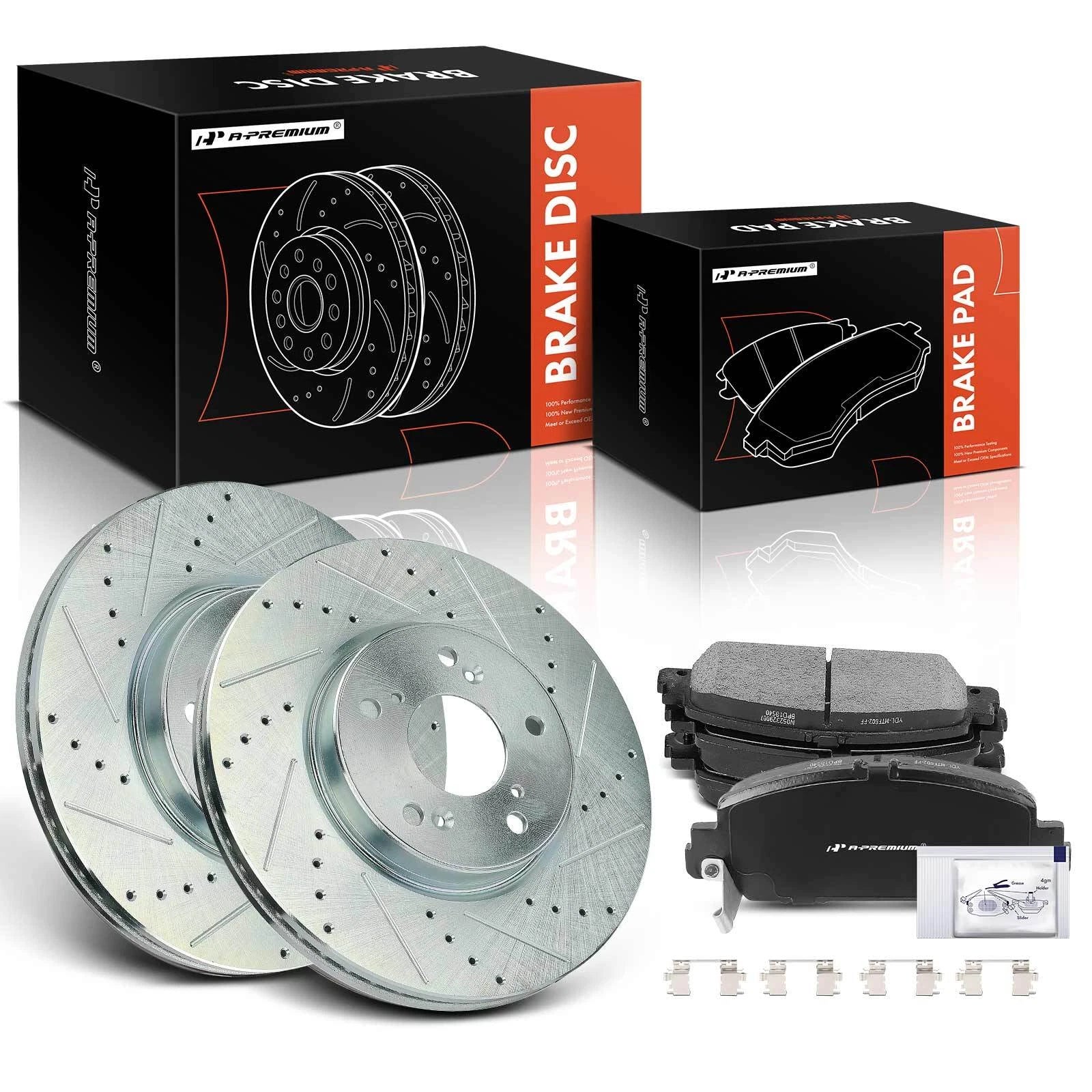 Set of 6 Drilled Brake Rotors & Ceramic Pads for Honda Accord HR-V