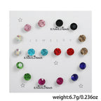 Set of 2 Multicolor Geometric Zircon Earrings with Resin Packaging