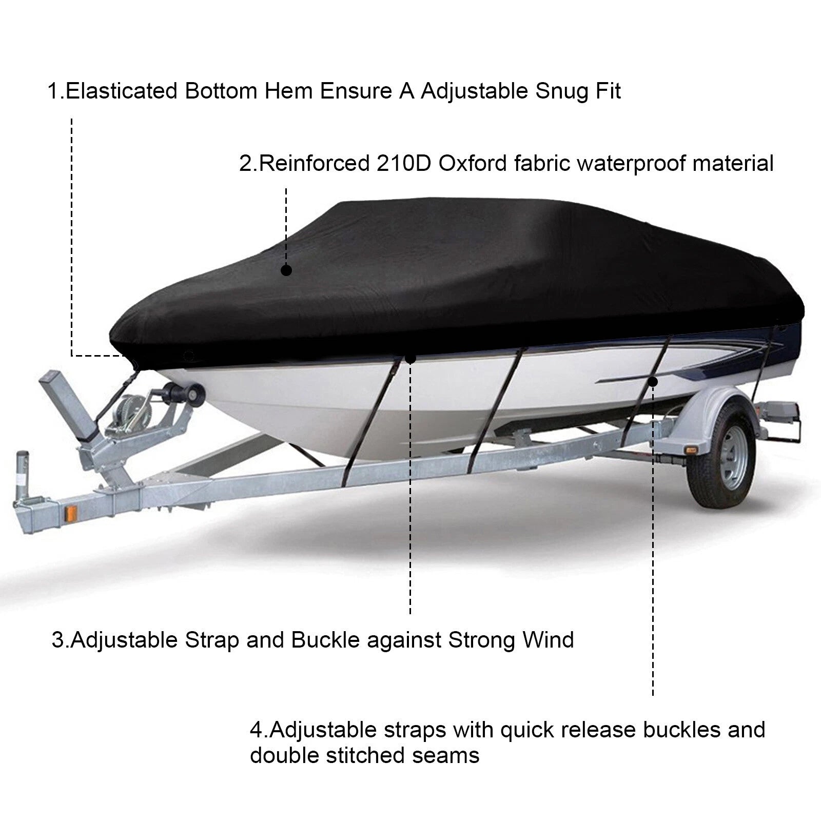 Heavy Duty Waterproof Boat Cover for V-Hull (2020–2022)