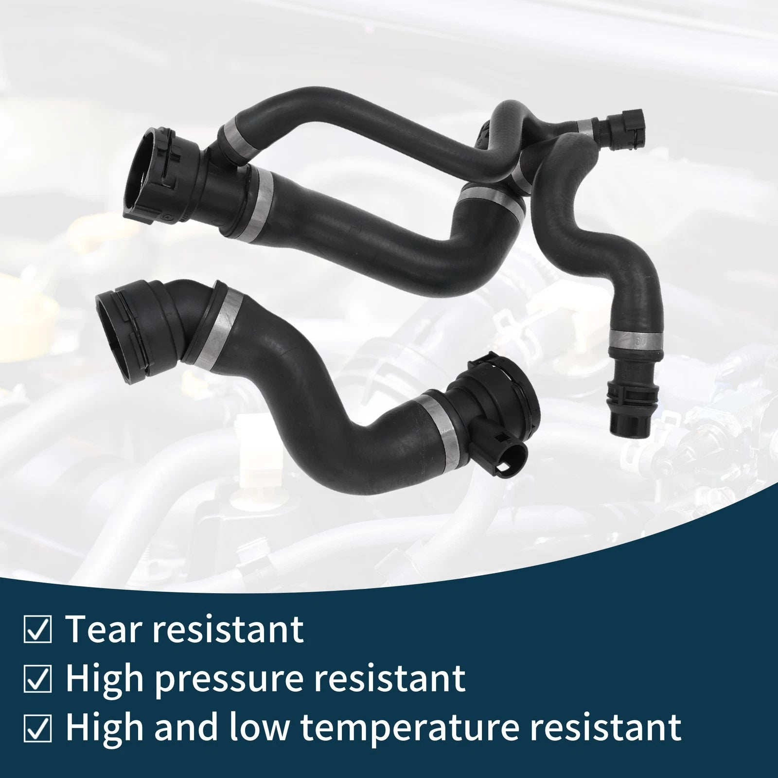 Set of 2 Water Pipes Engine Radiator Coolant Hose for BMW 525i (2006–2007)