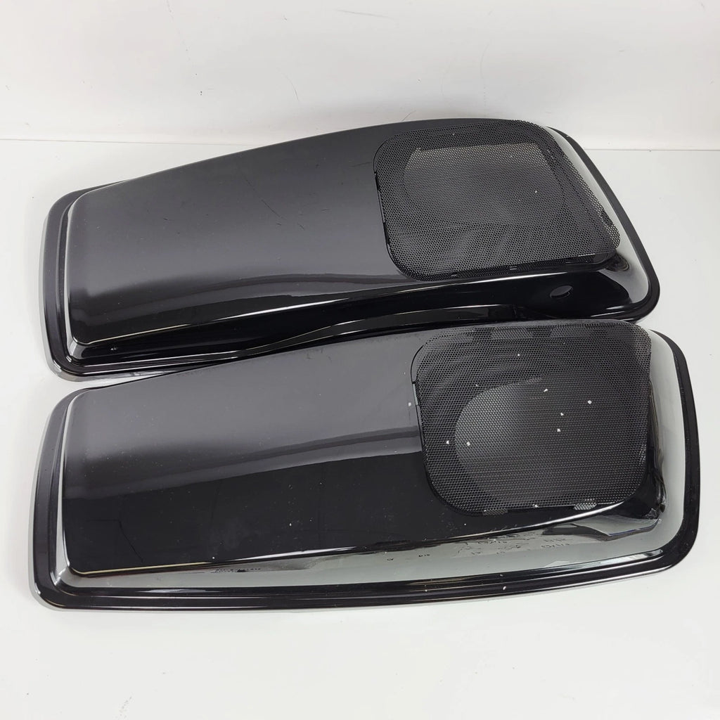 Set of 2 Black Speaker Saddlebag Lids for Harley Touring (2014–2023)