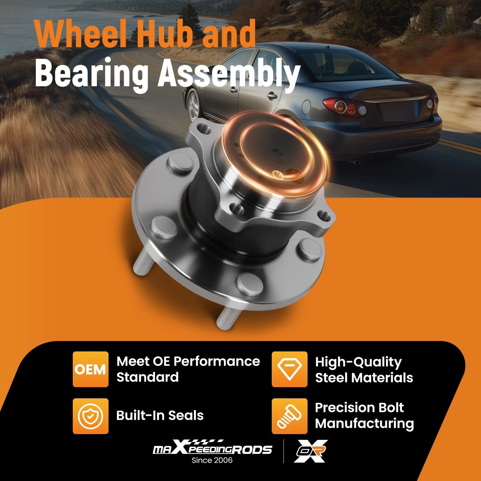 Set of 2 Rear Wheel Hub Bearings for Mazda3 (2004-2013)