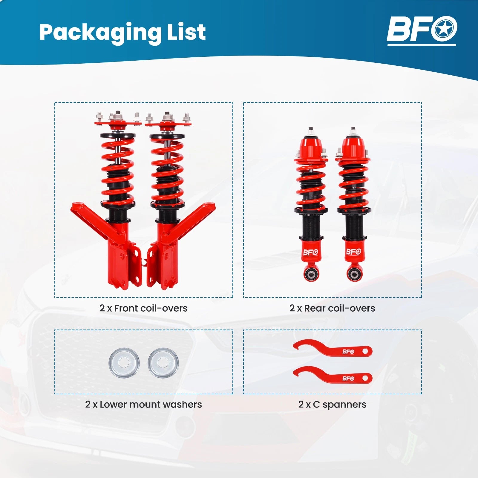 Set of 4 Coilovers Suspension Shocks + Springs for Honda Civic (2001–2005)