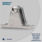 Bimini Top Hardware 90 Degree Deck Hinge with Screw Pin for Marine Use (AISI316)