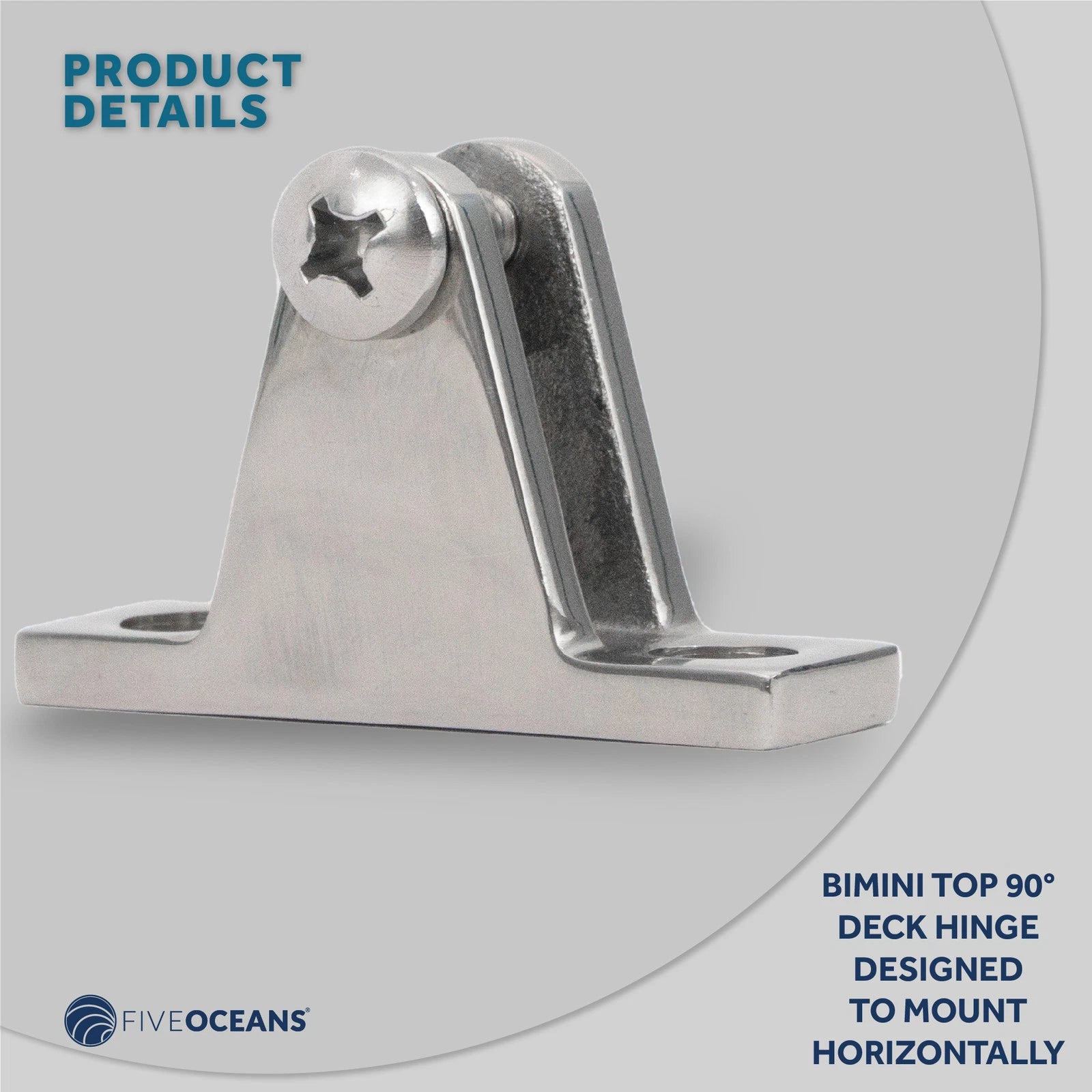 Bimini Top Hardware 90 Degree Deck Hinge with Screw Pin for Marine Use (AISI316)