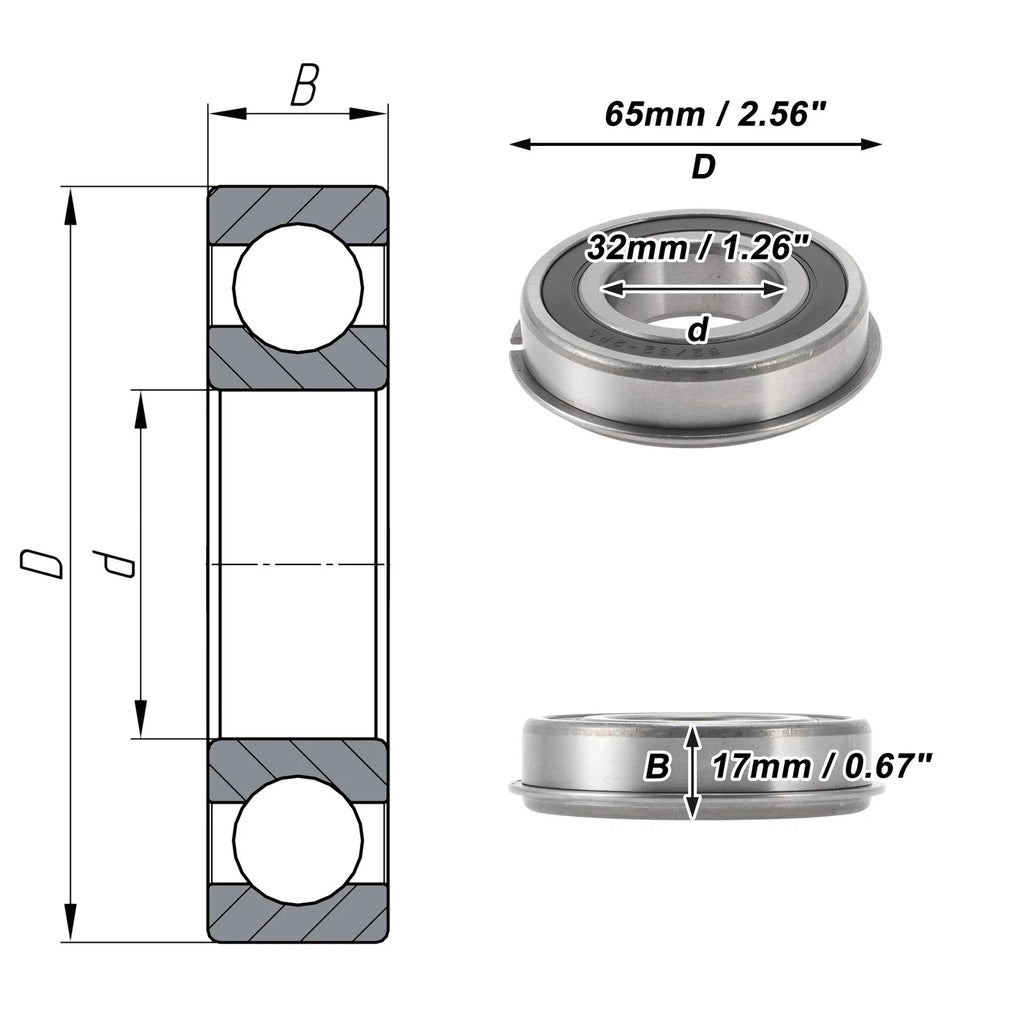 Deep Groove Ball Bearing 32x65x17mm for Scooter Skateboard (1 Pc)