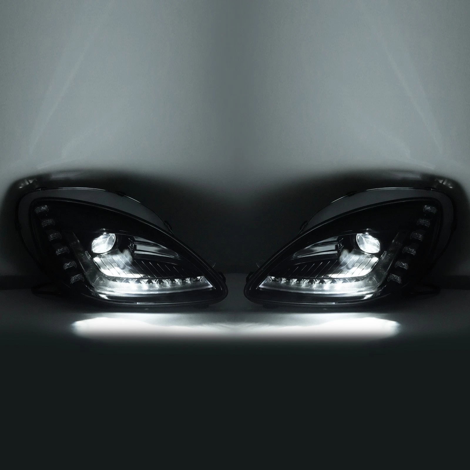 Black/Chrome LED Sequential Projector Headlight for Chevy Corvette C6 (2005–2013)