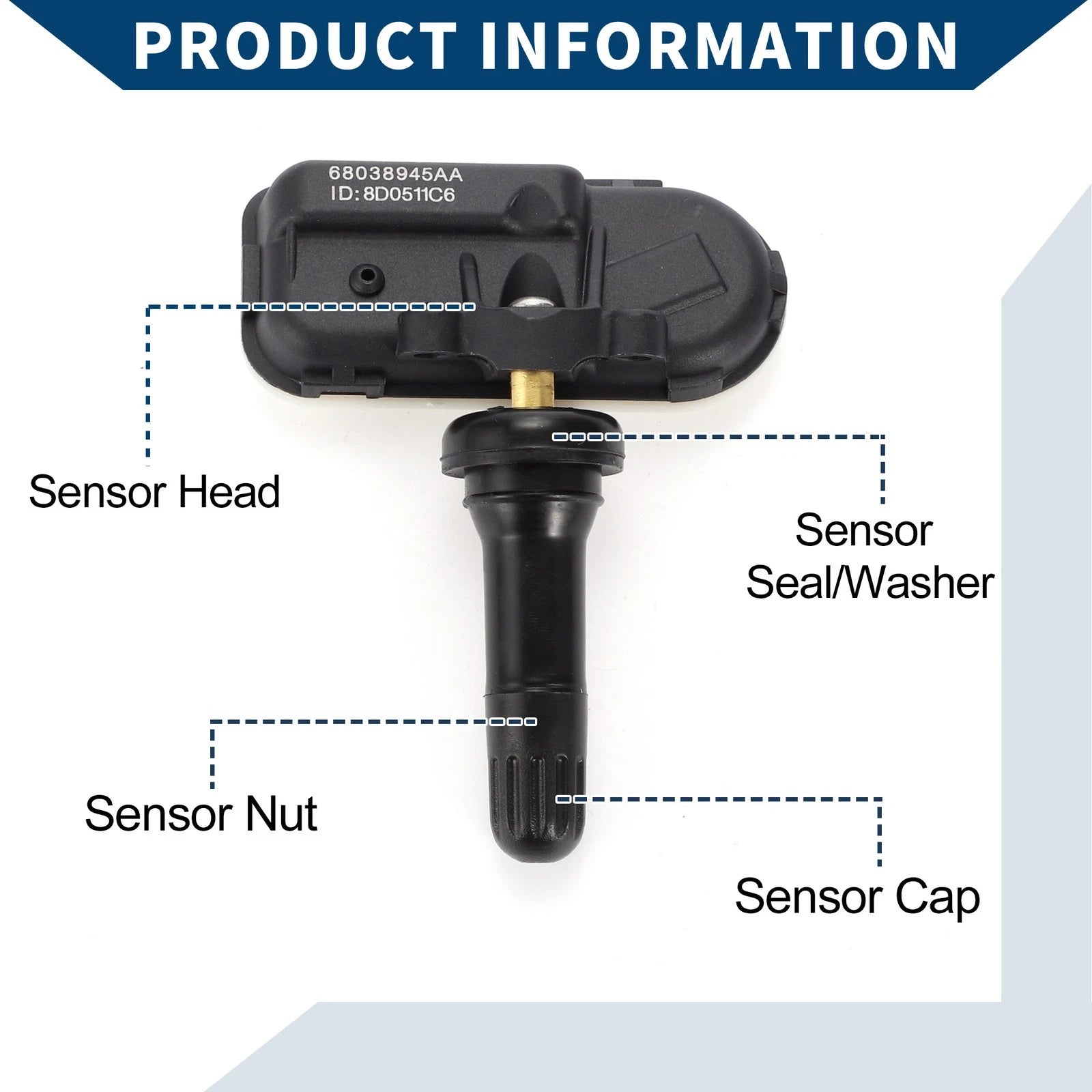 Tire Pressure Sensor 68038945AA for Dodge Sprinter 2500 (2007–2009) 433MHz