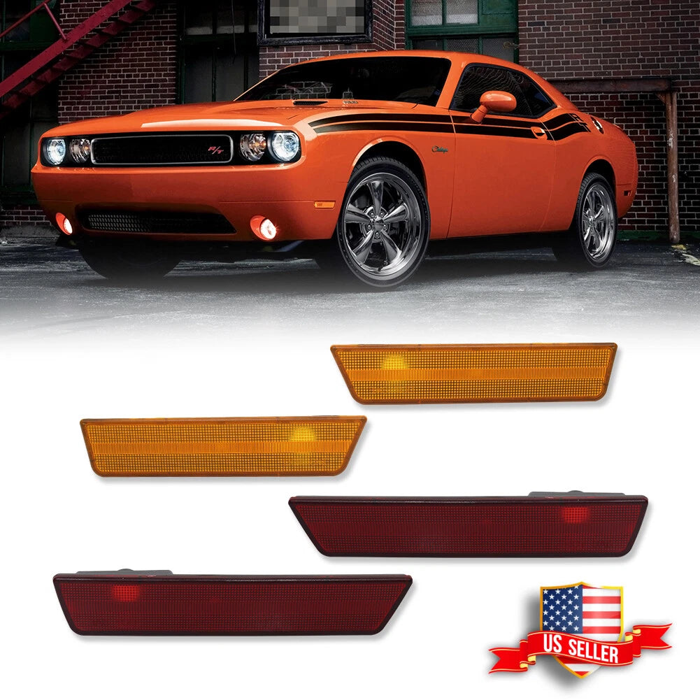 Set of 4 OE-Style Front & Rear Side Marker Lights for Dodge Challenger (2008–2014)