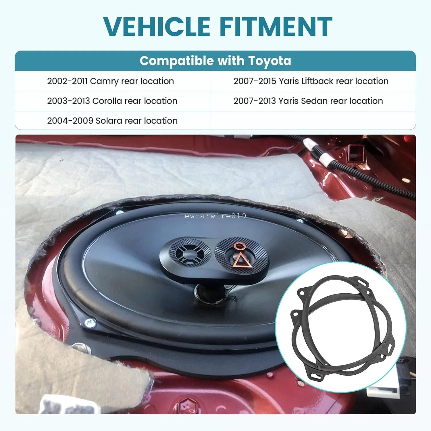 Rear Door Speaker Mounting Bracket for Toyota Corolla (2003–2013) 6"×9"