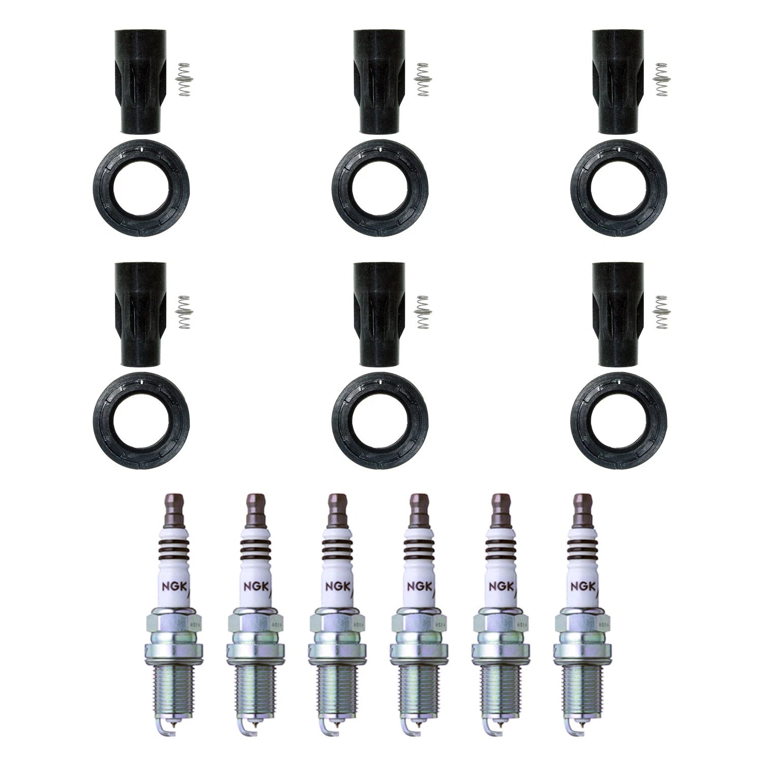 Set of 6 NGK Iridium IX Spark Plugs & Coil Boots for Camry ES330 RX330 Solara V6