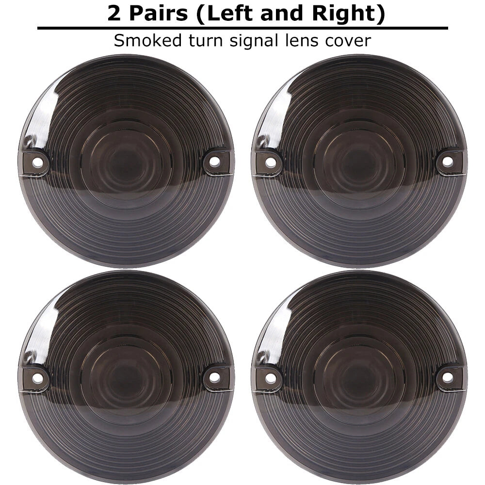 4X Smoked Turn Signal Light Lens Covers for Harley Touring (2014–2023)