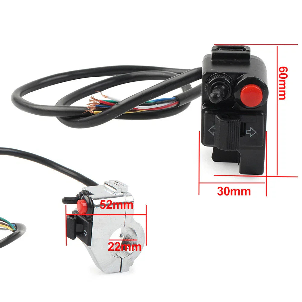 Handlebar Switch Button for Motorcycle Horn Turn Signal Fog Light Headlight BLK