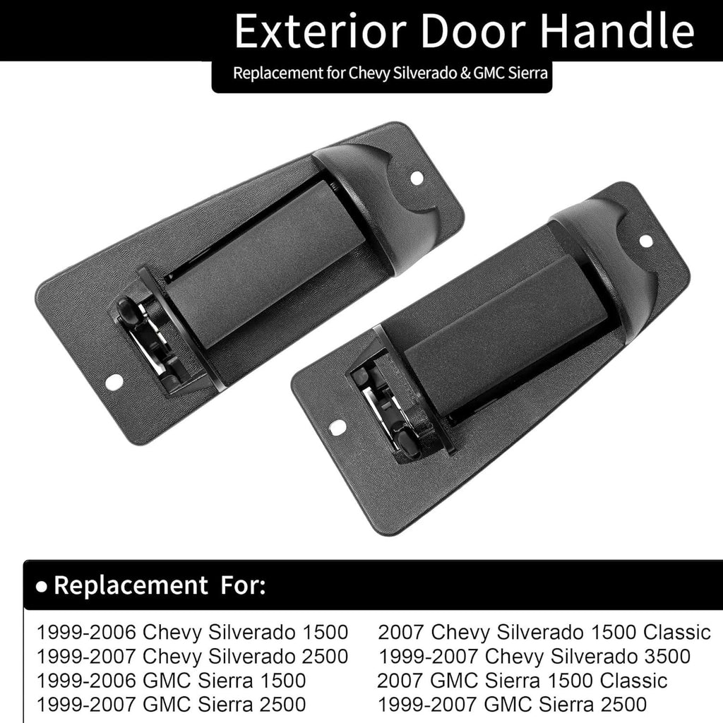 Set of 2 Metal Exterior Door Handles for Chevy Silverado GMC Sierra (1999–2007)
