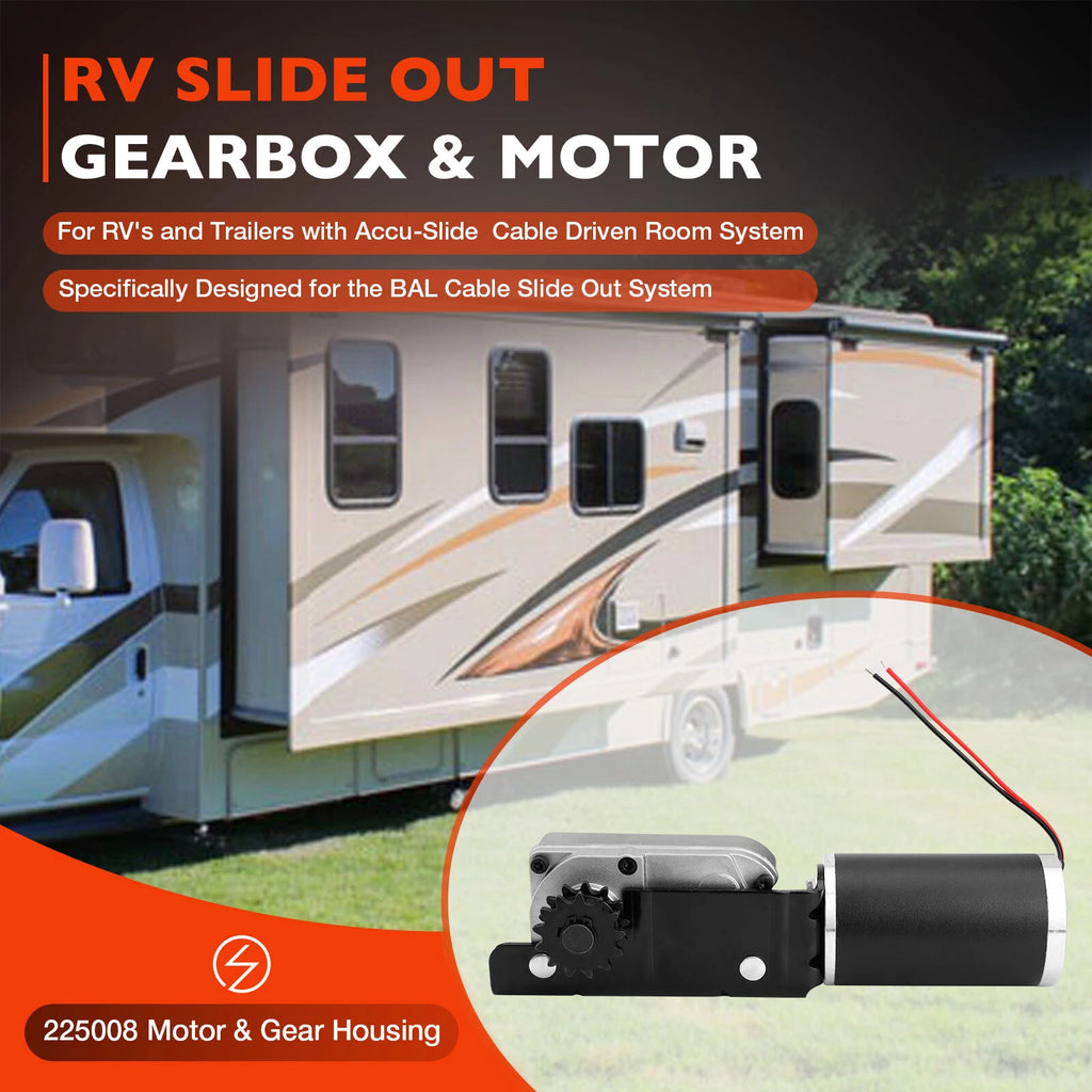 RV Slide-Out Motor & Gearbox Assembly for BAL Accu-Slide (225008)