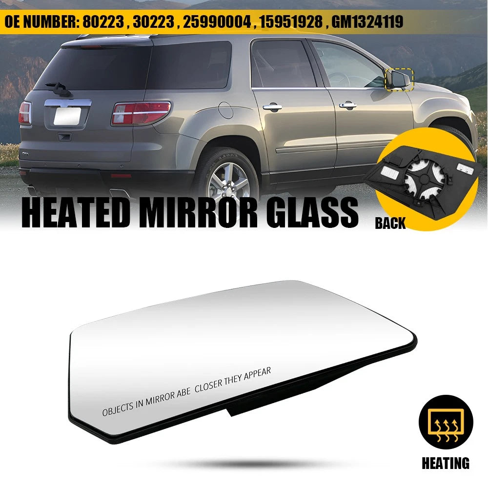 Exterior Mirror Glass with Backing Plate for Acadia Outlook Traverse (2007–2017)