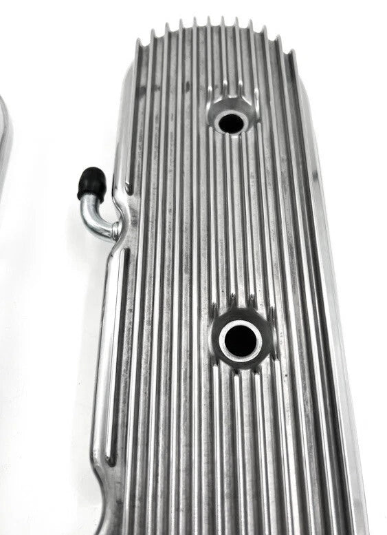 Polished Finned Valve Covers for Holley LS Chevy Engines (LS1 LS2 LS3)