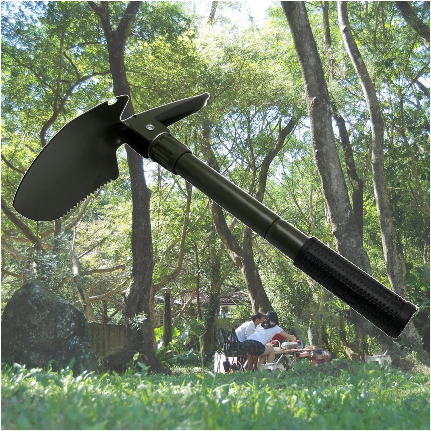 Folding Shovel for Hiking Multi-Functional Military Survival (Green)