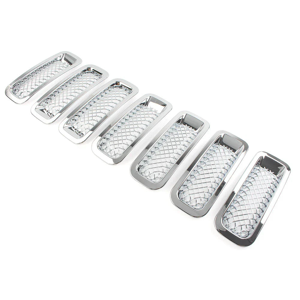 7 Pcs Chrome Front Mesh Grille Cover for Jeep Patriot (2011-2017)