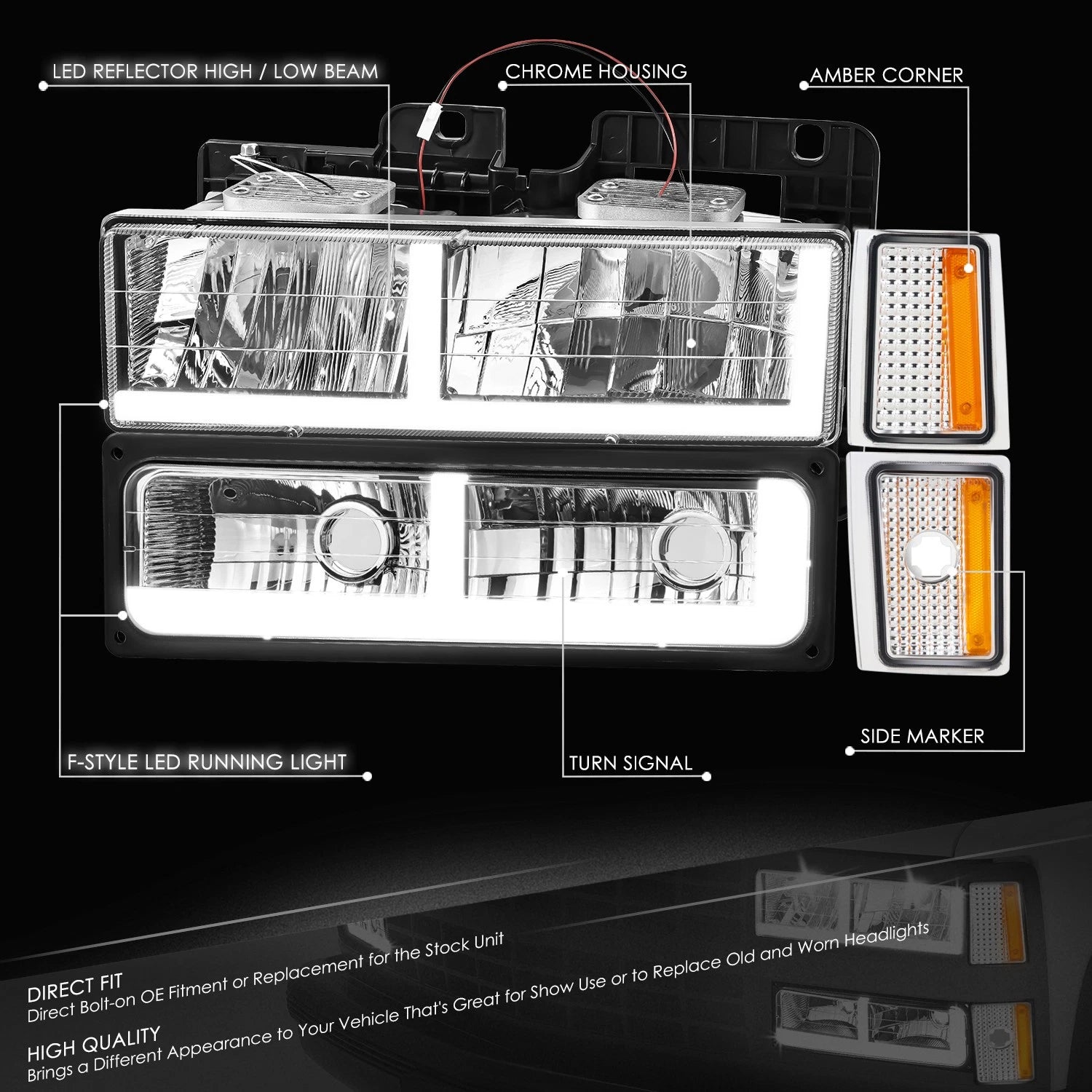LED Headlight, Bumper Signal & Corner Lamps for Chevrolet Blazer (1988–1993)