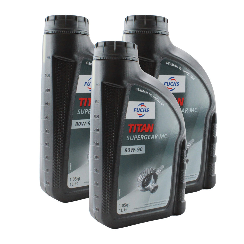 Set of 3 Fuchs TITAN SUPERGEAR MC SAE 80W-90 Gear Oil 1L for Audi BMW Ford MB