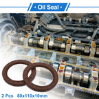 Set of 2 Oil Seal Rotary Shaft Seal FKM Rubber 80x110x10mm 683867305381