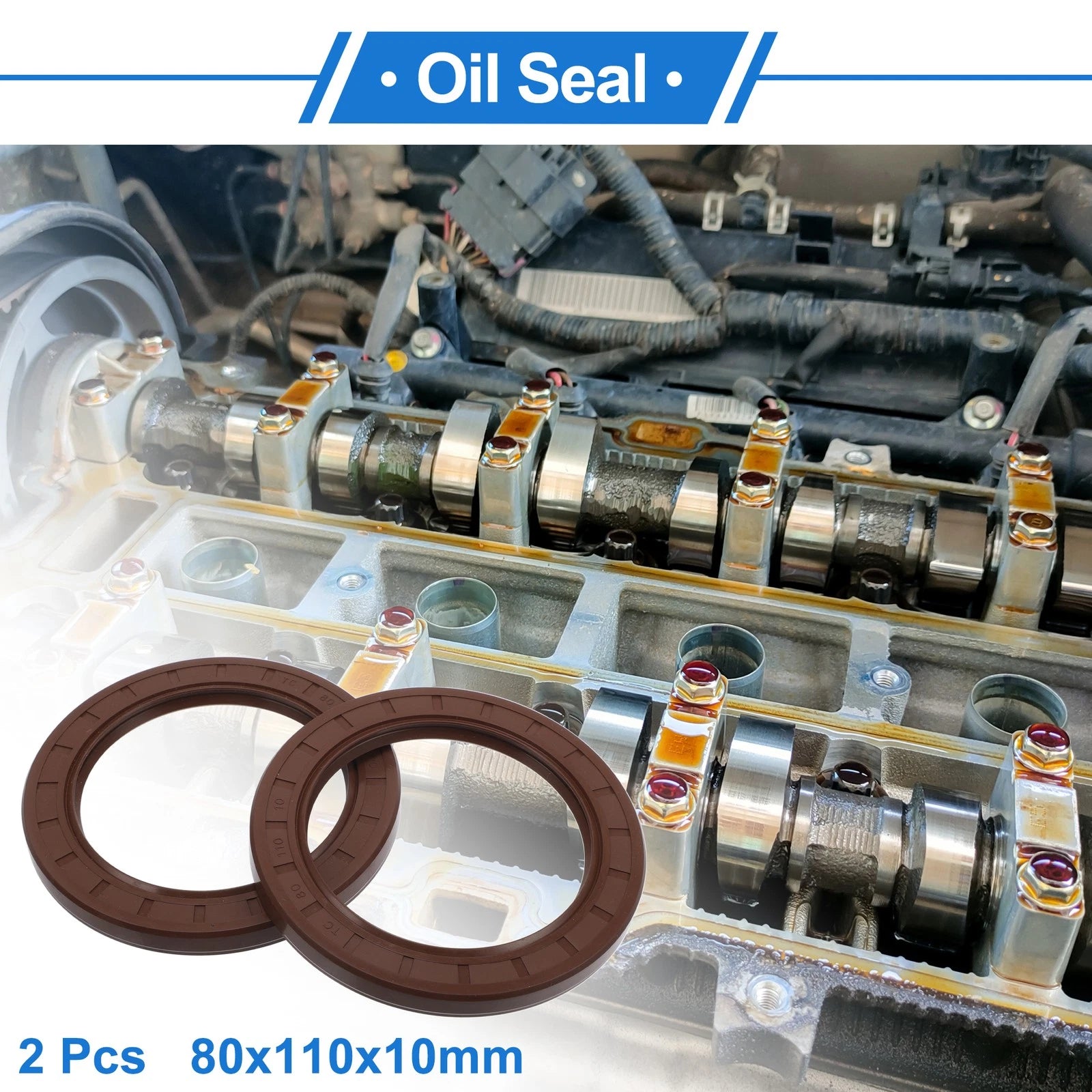 Set of 2 Oil Seal Rotary Shaft Seal FKM Rubber 80x110x10mm 683867305381