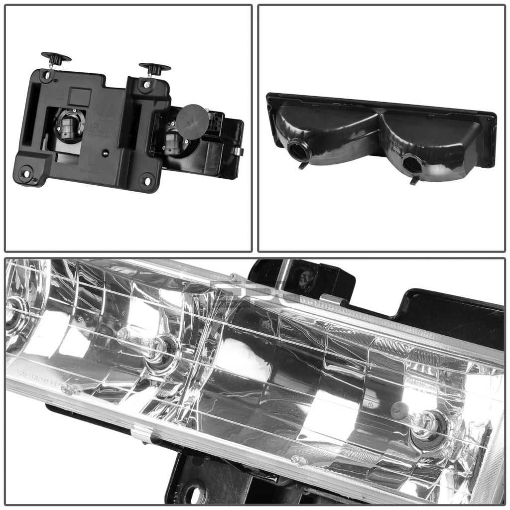 Pair of Clear Lens Front Headlights for GMC C/K Truck (1988–1998)