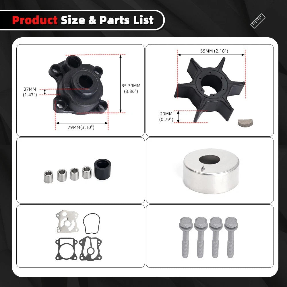Water Pump Impeller Repair Kit for Honda 25/30HP Outboard