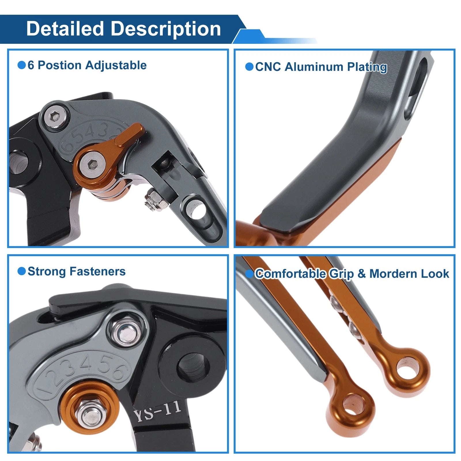 Adjustable Brake Clutch Levers for Honda X11 (1999–2002) Titanium Orange
