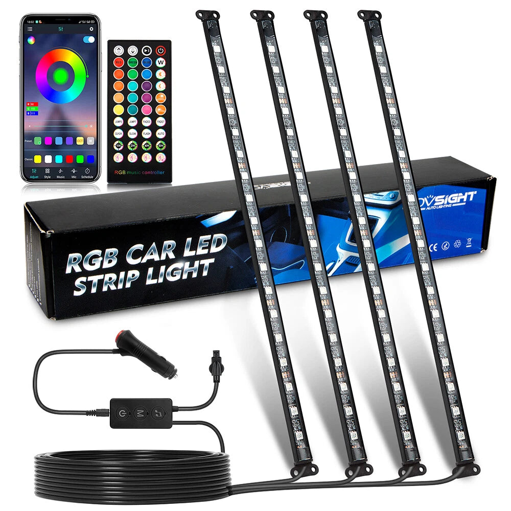 RGB LED Interior Atmosphere Strip Lights for Universal Vehicles (2010–2023)