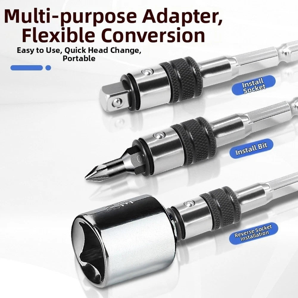 1/4in Hex to Square Socket Conversion Adapter for Drills