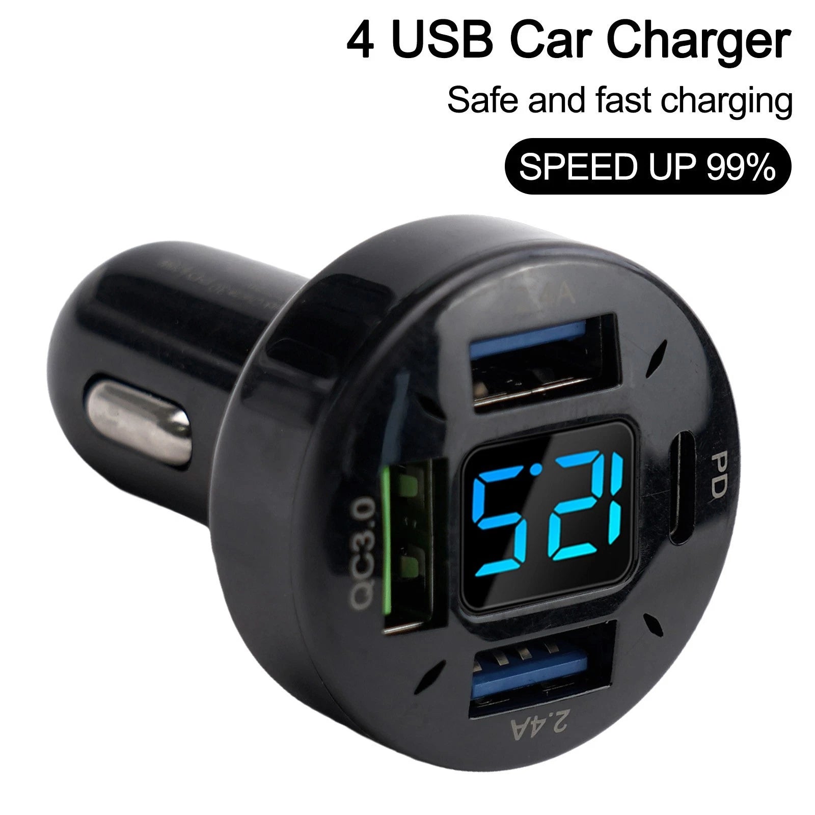 Voltmeter Car Charger 12V/24V for Universal Vehicles (Set of 4)