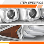 Full LED 3D Light Bar Dual Projector Chrome Headlights for Ford Mustang (2018–2023)