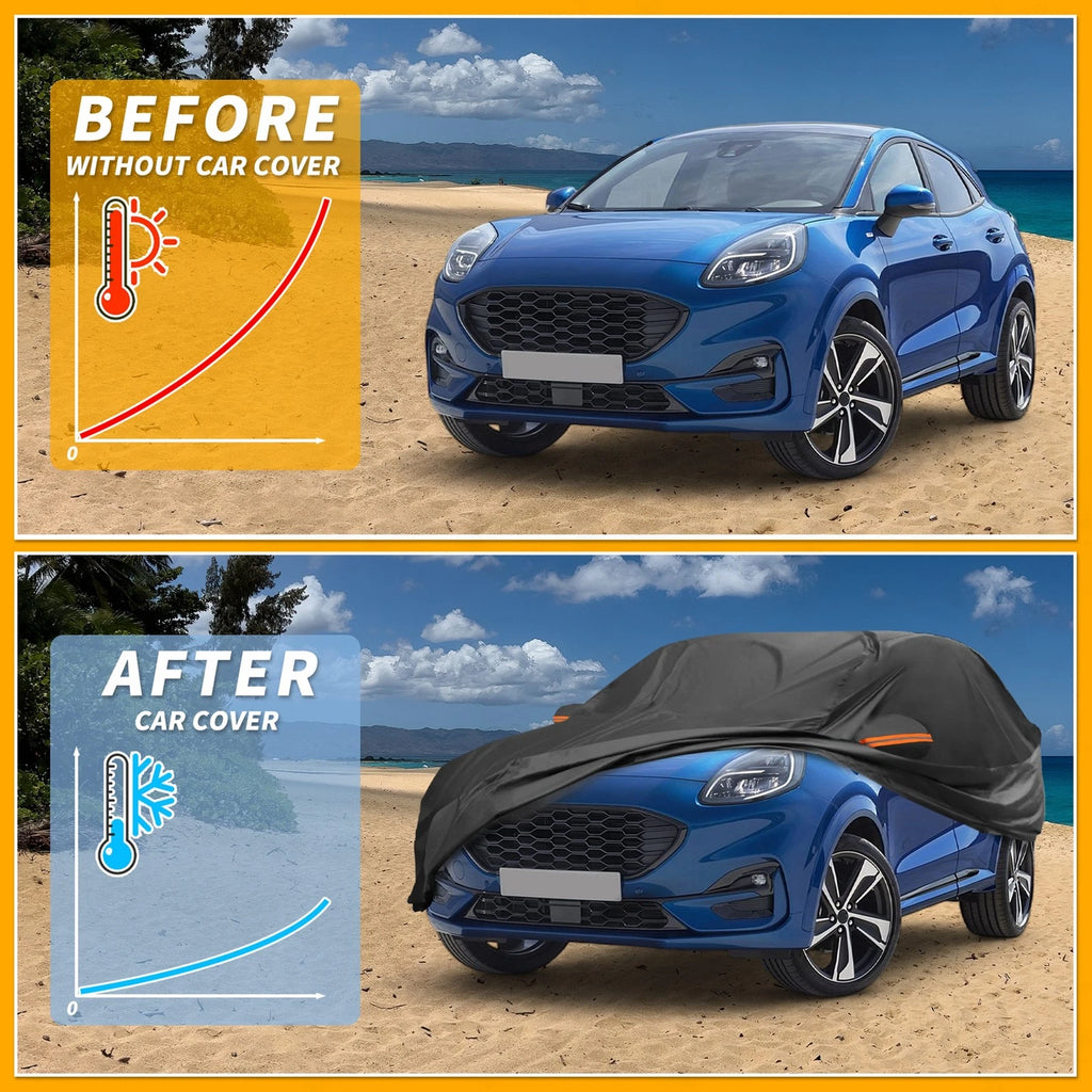 Car Cover Waterproof All Weather for Ford Puma (2019–2023) 210D-PU Black