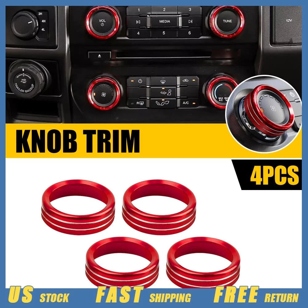 Air Condition Audio Switch Knob Trim Cover Red for Ford F150 (2015–2020)