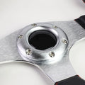 320mm PVC Leather Steering Wheel with Silver Red Stitching - Universal Fit