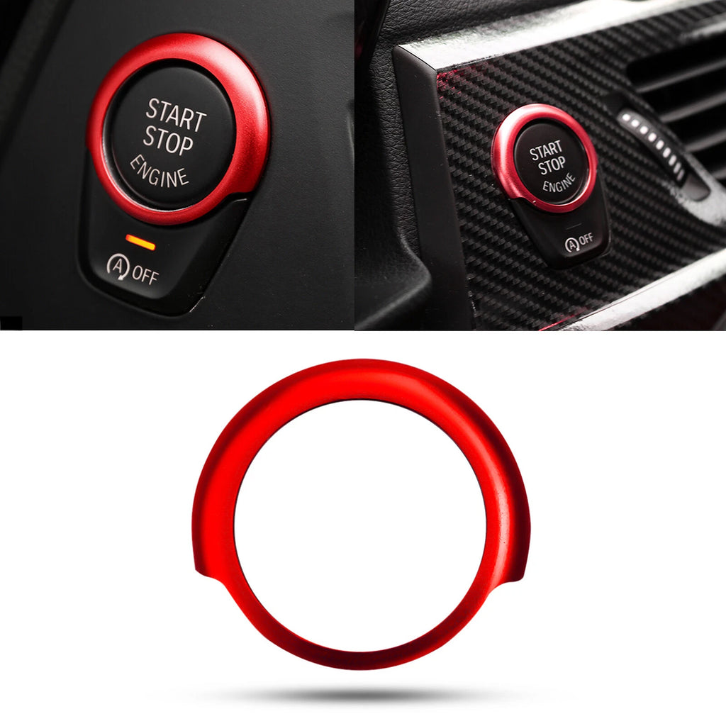 Red Alloy Engine Ignition Push Start Button Ring Cover for BMW 5 Series (2017–2024)