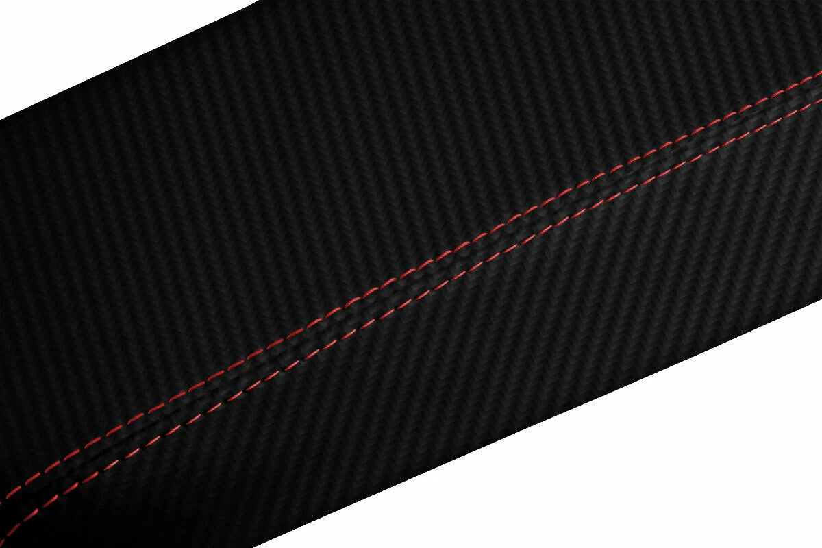 Carbon Fiber Console Lid Armrest Cover for Dodge Charger (2008–2010) Red Stitch