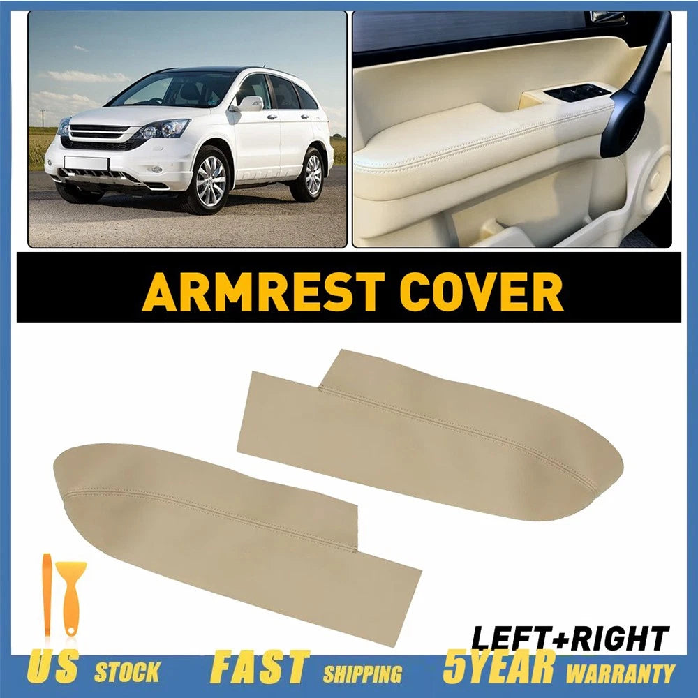 Set of 2 Leather Front Door Panels for Honda CR-V (2007–2012) Beige Tan
