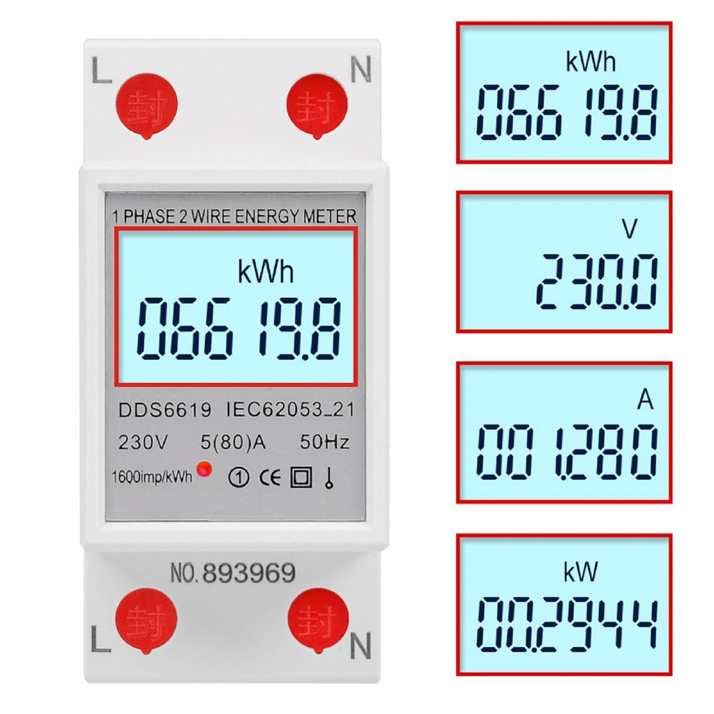 Digital Energy Meter 2 Wire 230V 580 Amp with LCD Display for Automotive