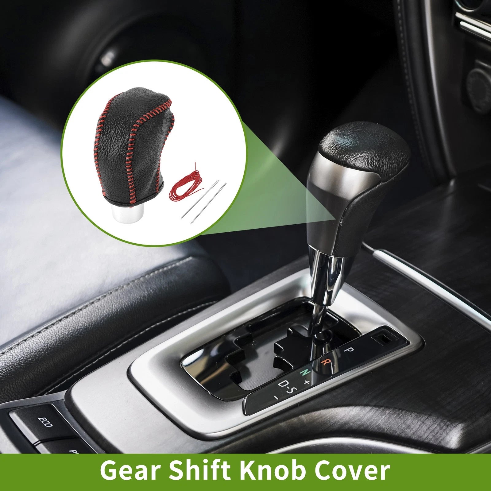 Set of 1 Gear Shift Knob Cover for Toyota Tacoma (2016–2022) Pebbled Black Red