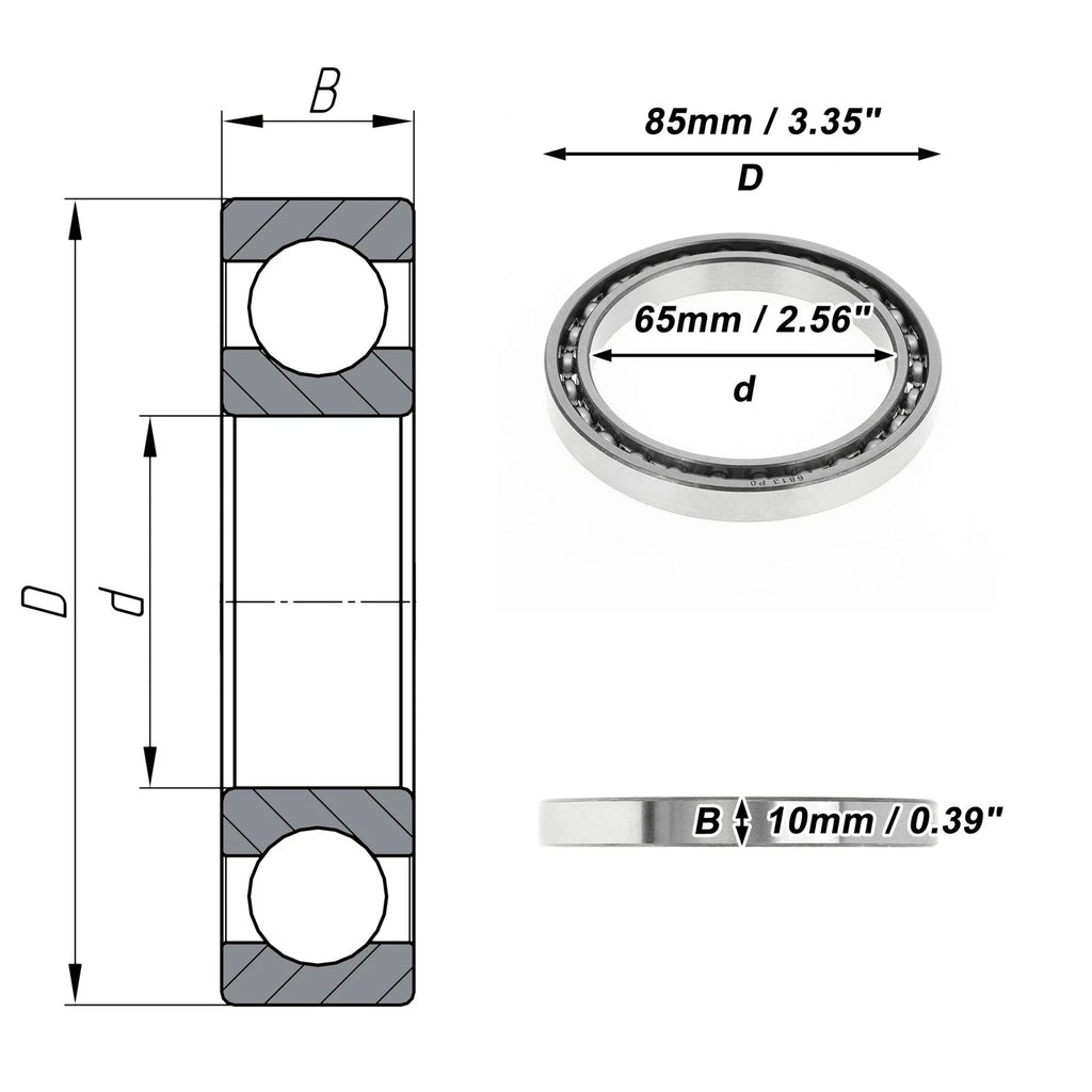 Deep Groove Ball Bearing 6813 for Scooter Skateboard Wheel (P0 65x85x10mm)