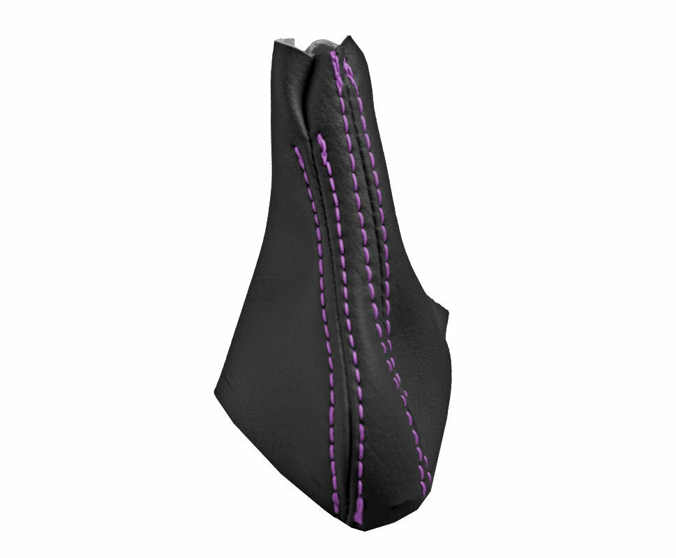 Leather Automatic Shift Boot Cover for Volvo XC90 (2003–2014) Black Purple Stitch
