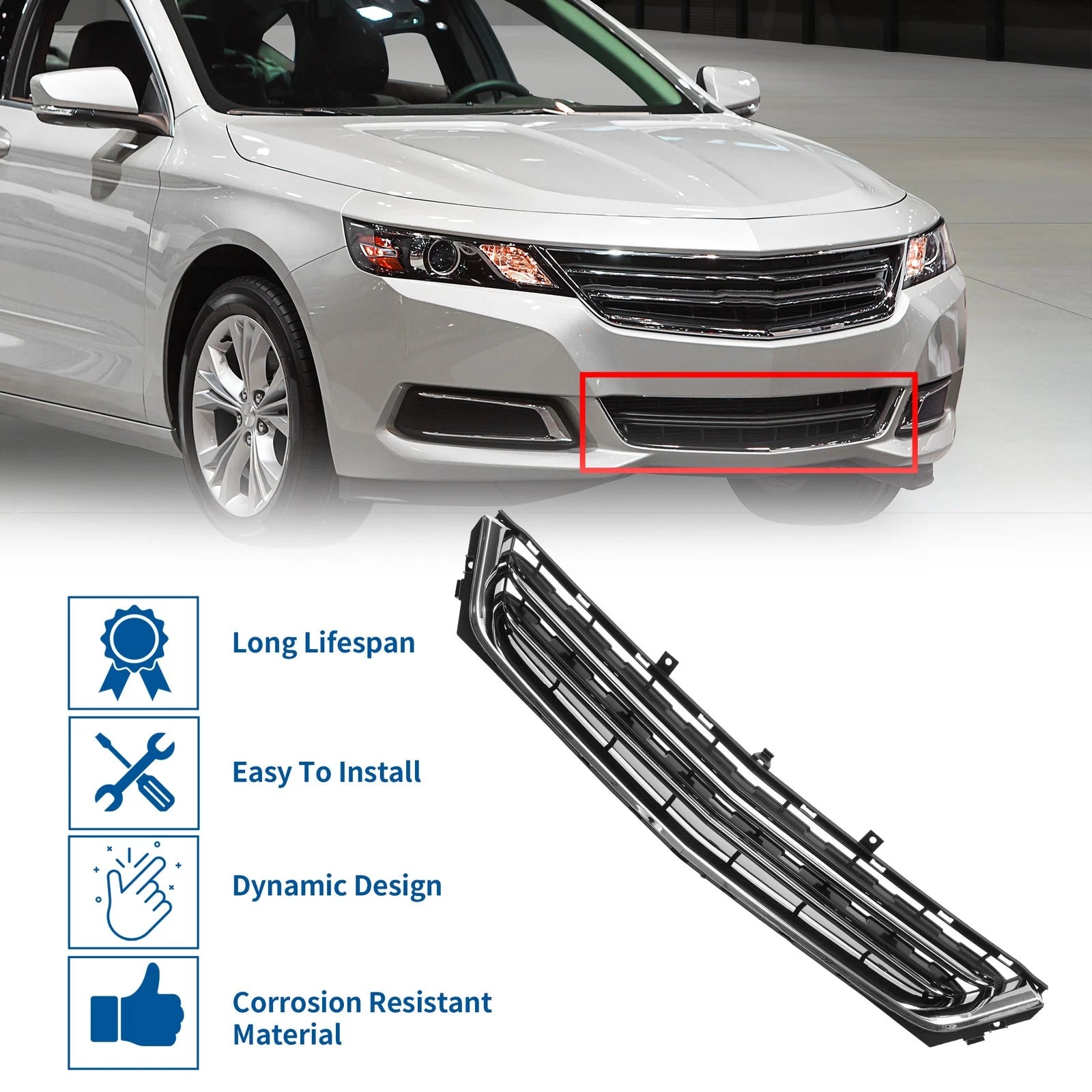 Front Lower Bumper Grille for Chevrolet Impala (Chrome, Silver, Black)