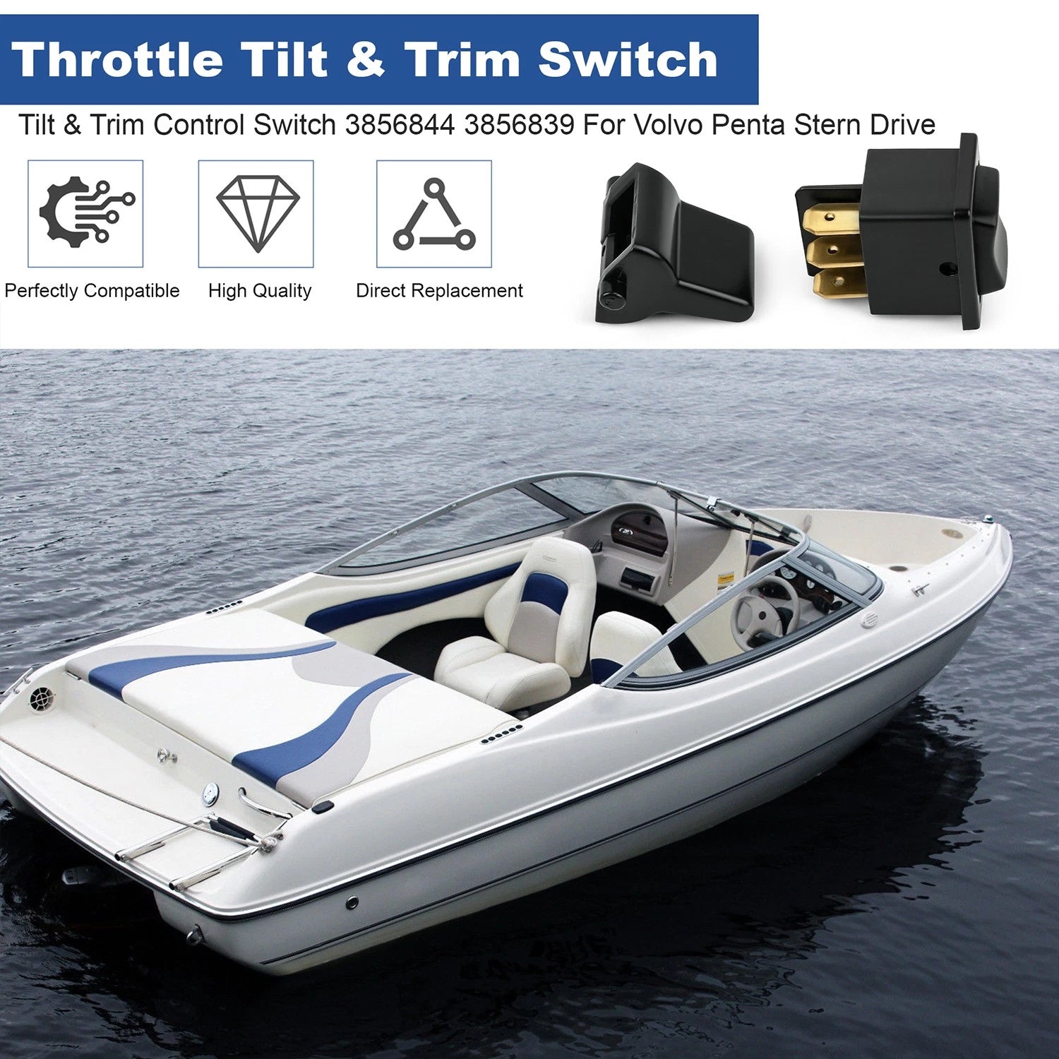 Tilt & Trim Control Switch for Volvo Penta Stern Drive (3856844, 3856839)