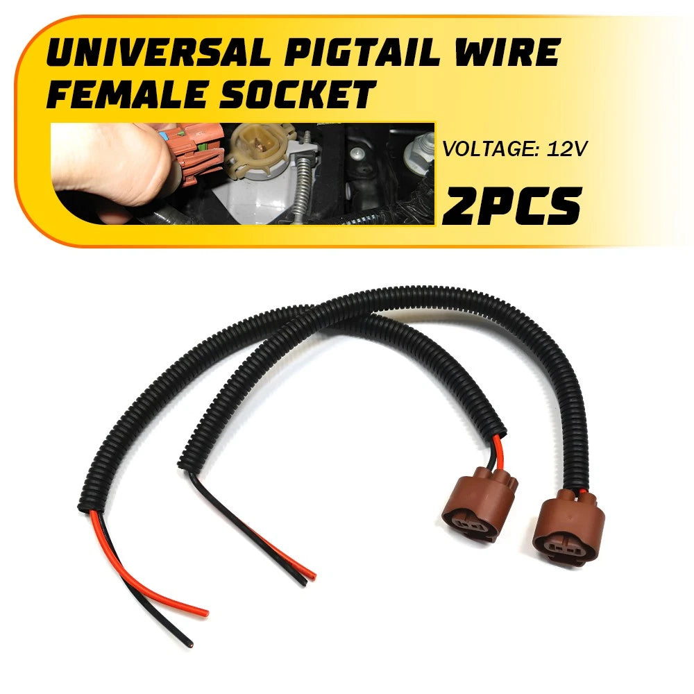 Pigtail Female Wire Socket 9006 HB4 Harness for Front Turn Signal Light (2X)