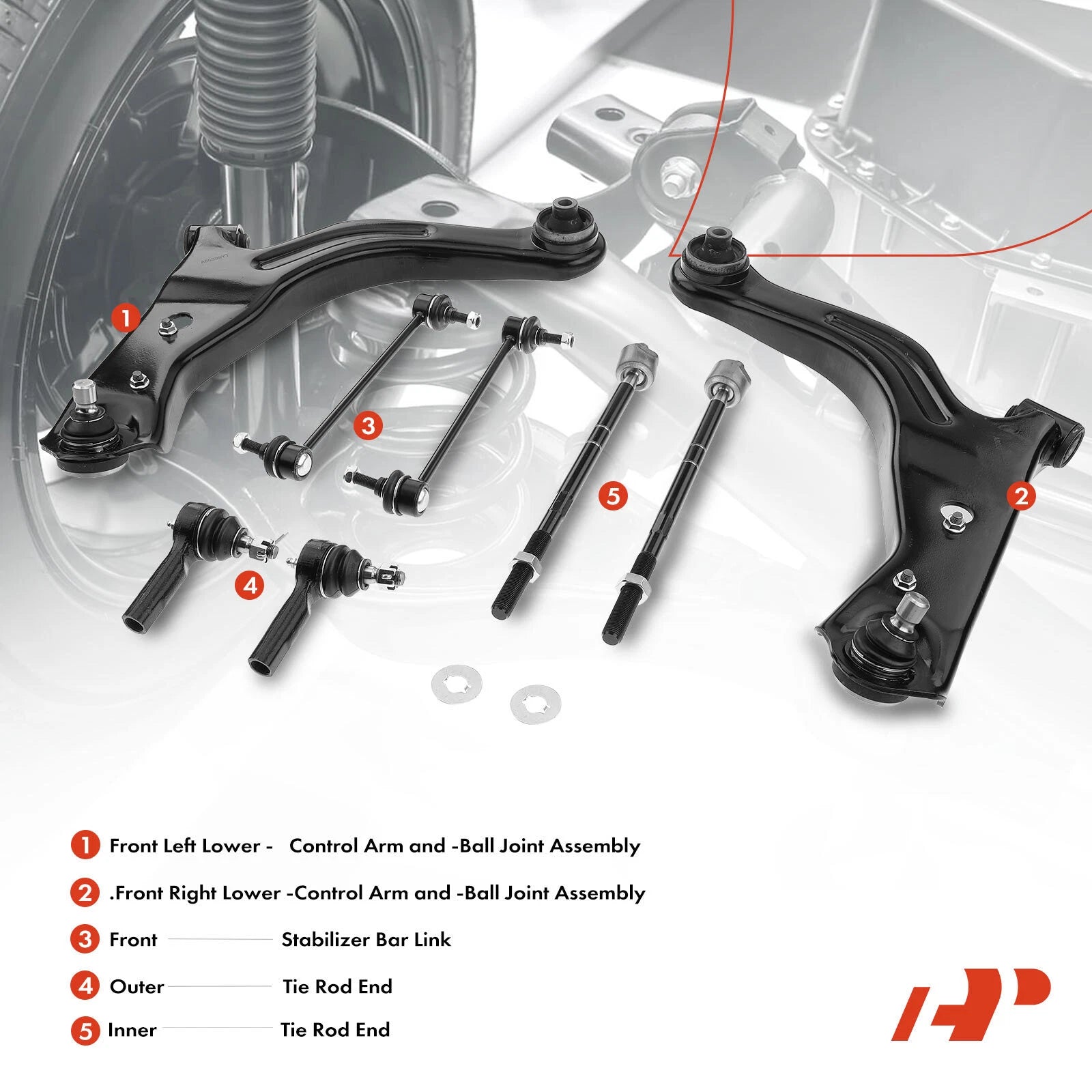 Set of 8 Front Control Arms with Ball Joints for Ford Escape
