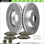 Front Brake Ceramic Pad & Drilled Slotted Rotor for Nissan Pathfinder (2015)